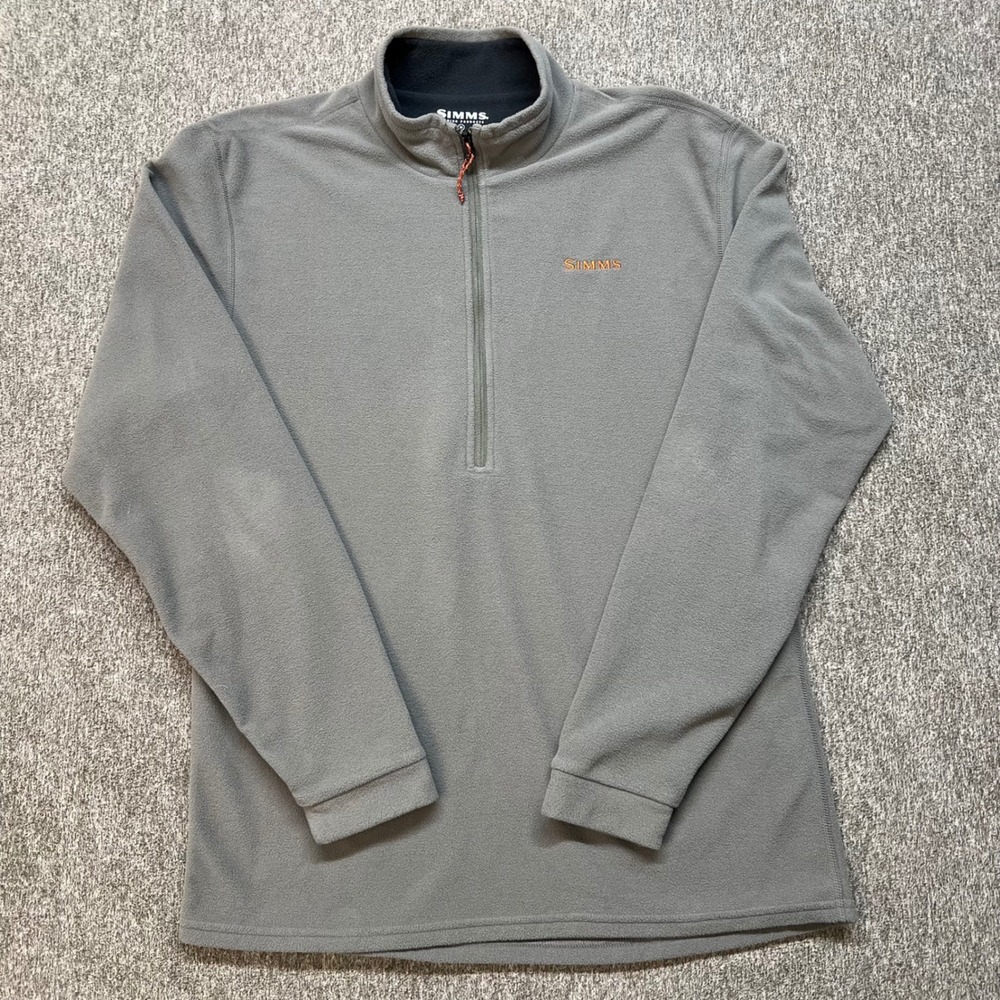 Simms‎ Fishing Products Mens Gray 1/4 Zip Fleece Pullover Sweater Size Medium